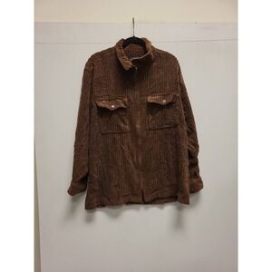 SOURCE Brown Corduroy Jacket Mens XL Button Up Long Sleeve Shirt Coat Outerwear